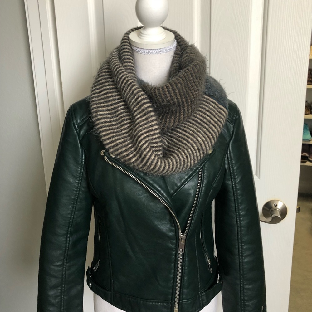 Faux leather cropped moto jacket
